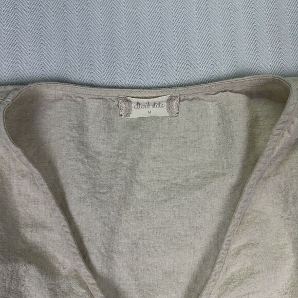 Boho Altar'd State Linen Cream Peasant Top Size M Balloon Sleeve Cottagecore - Picture 5 of 10